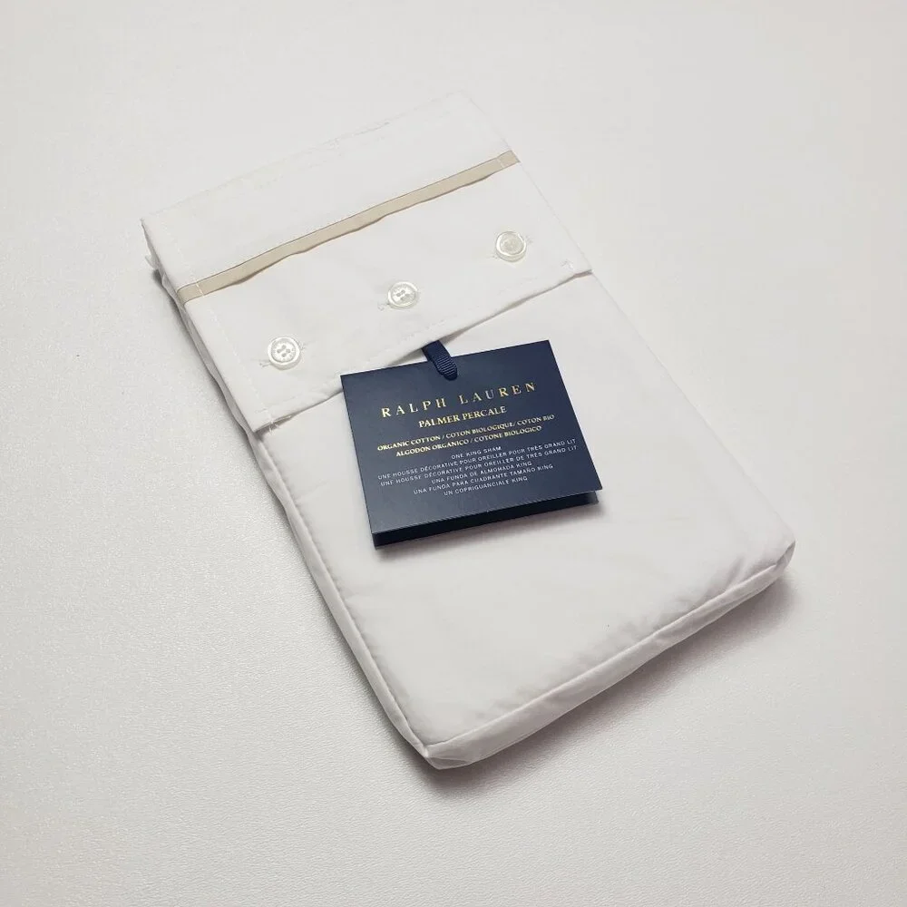 Ralph Lauren Home Palmer Percale King Sham Sand Dune Organic Cotton 20